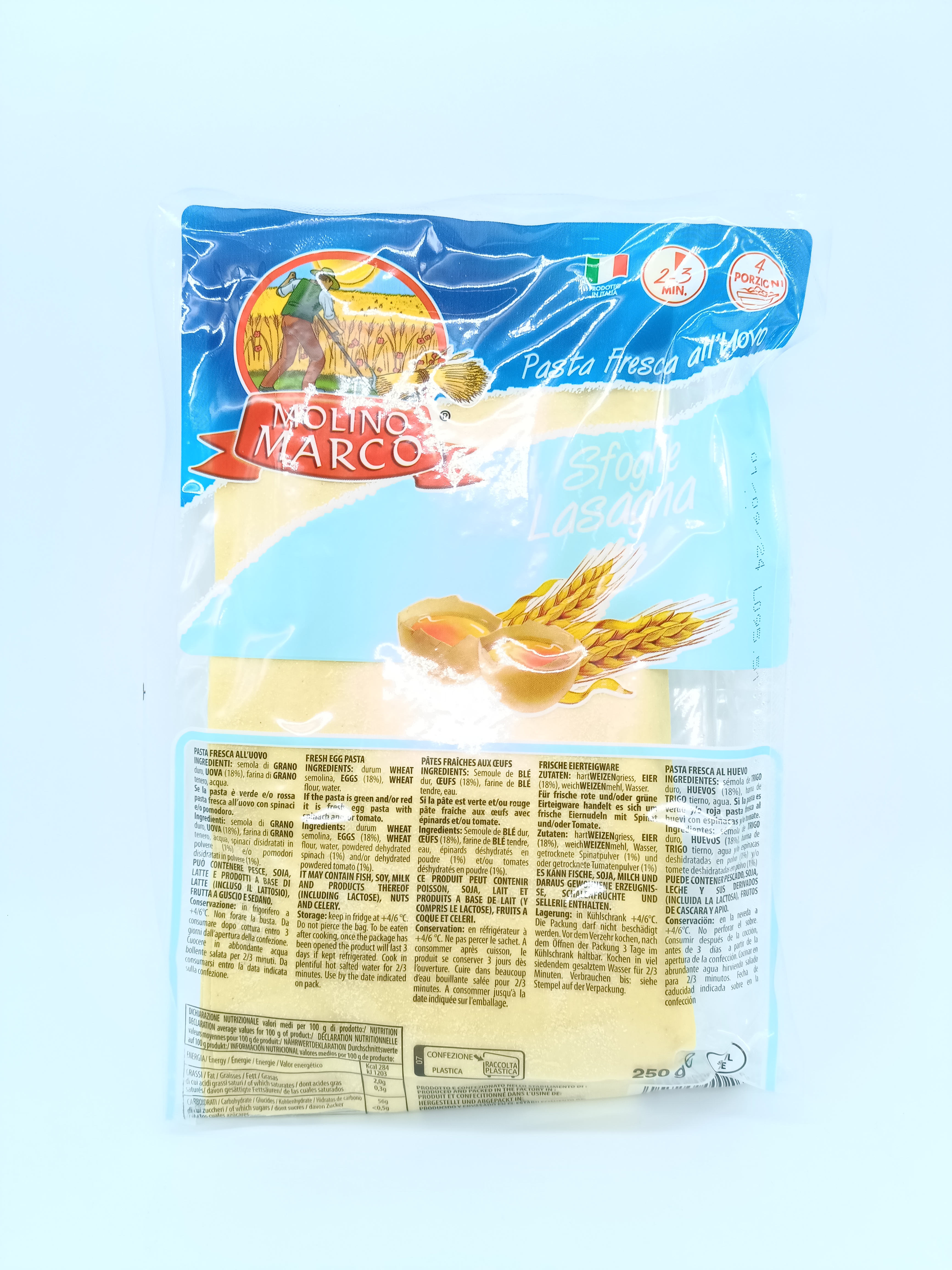 Pâtes fraîches Lasagne fraîche aux Œufs Molino Marco