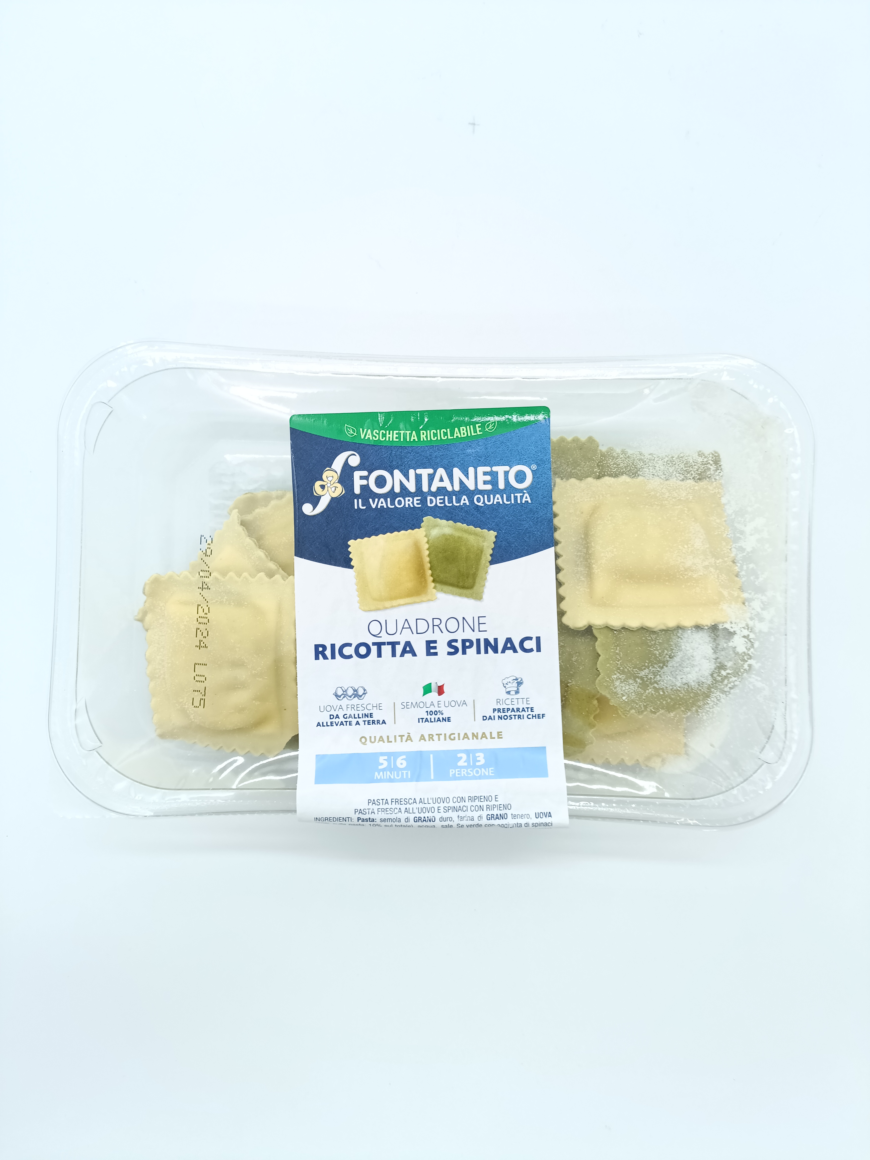 Pâtes fraîches Quadrone Ricotta/Épinards Fontaneto