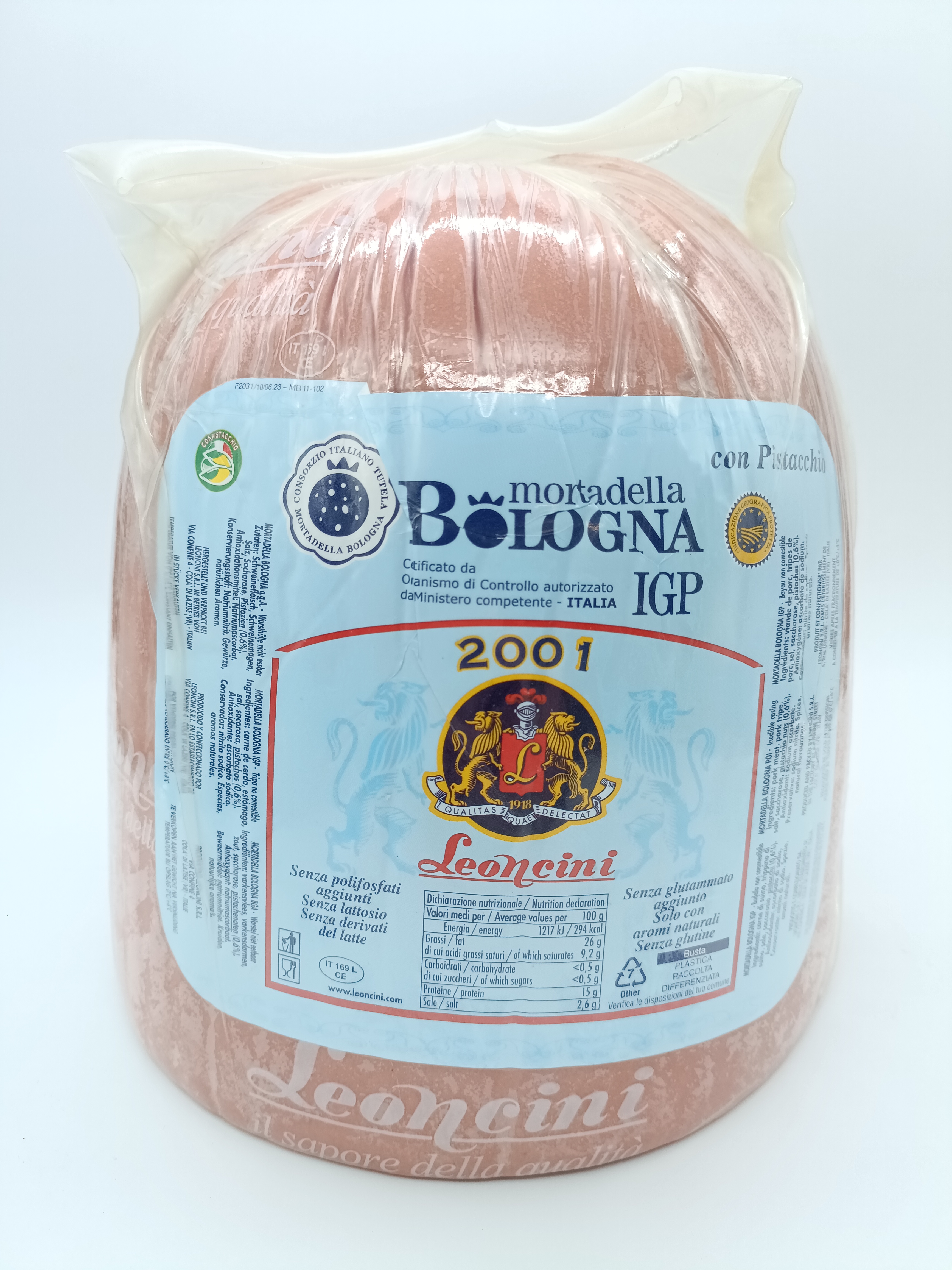 Charcuteries fines Italiennes Mortadella Bologne I.G.P 2001 Leoncini