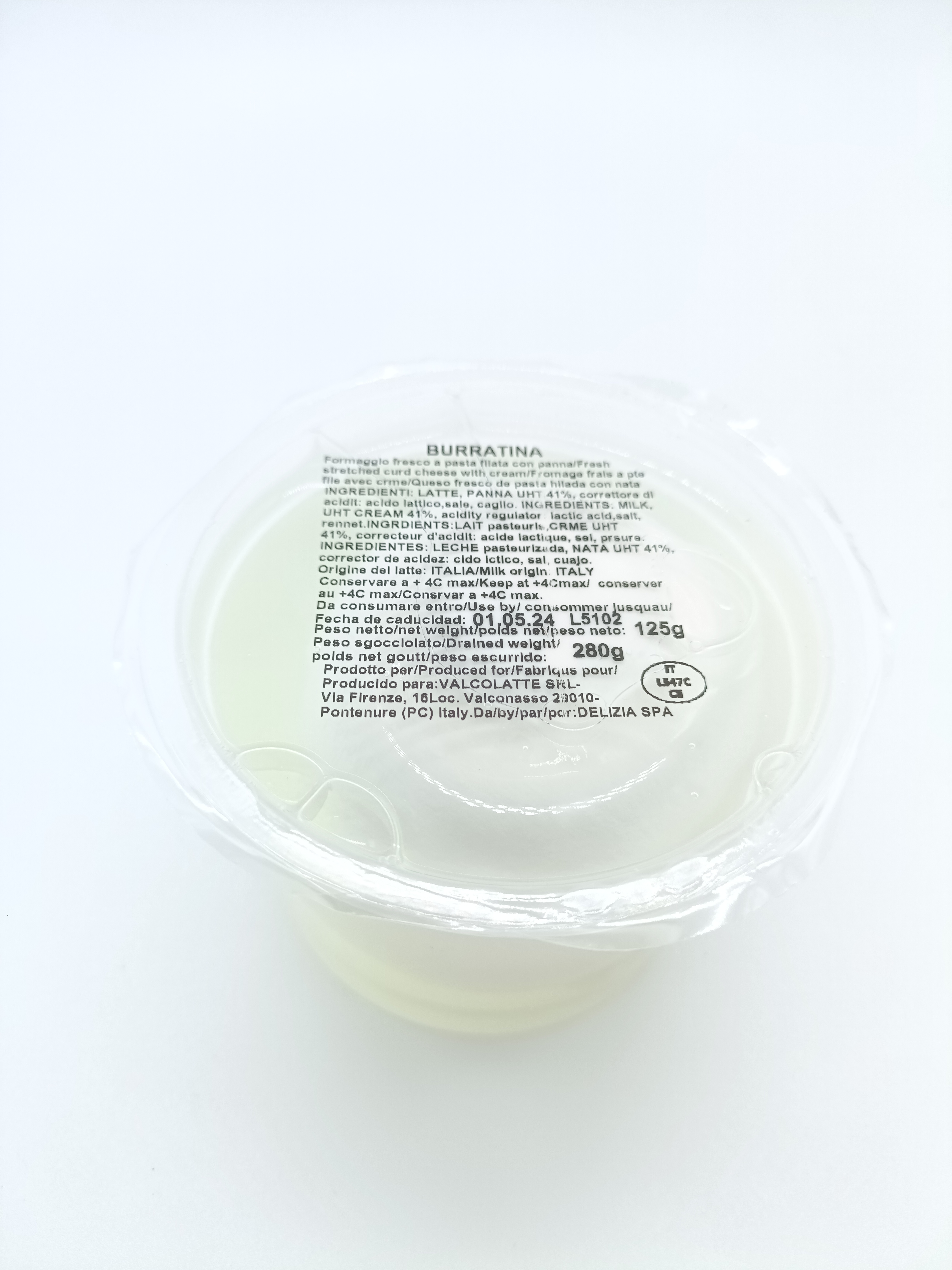 Fromages italiens Burrata
125 gr