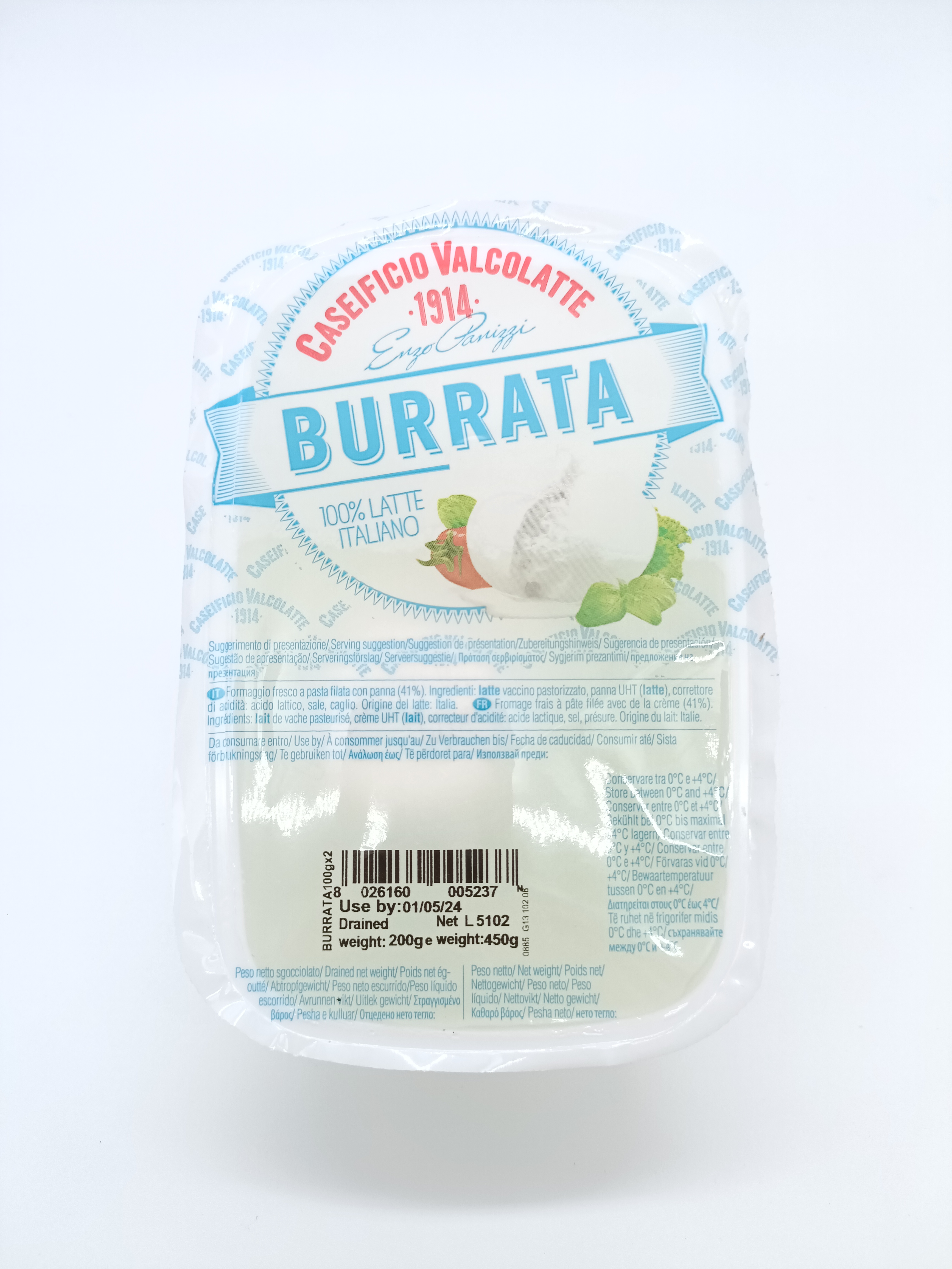Fromages italiens Burrata
2 x 100 gr