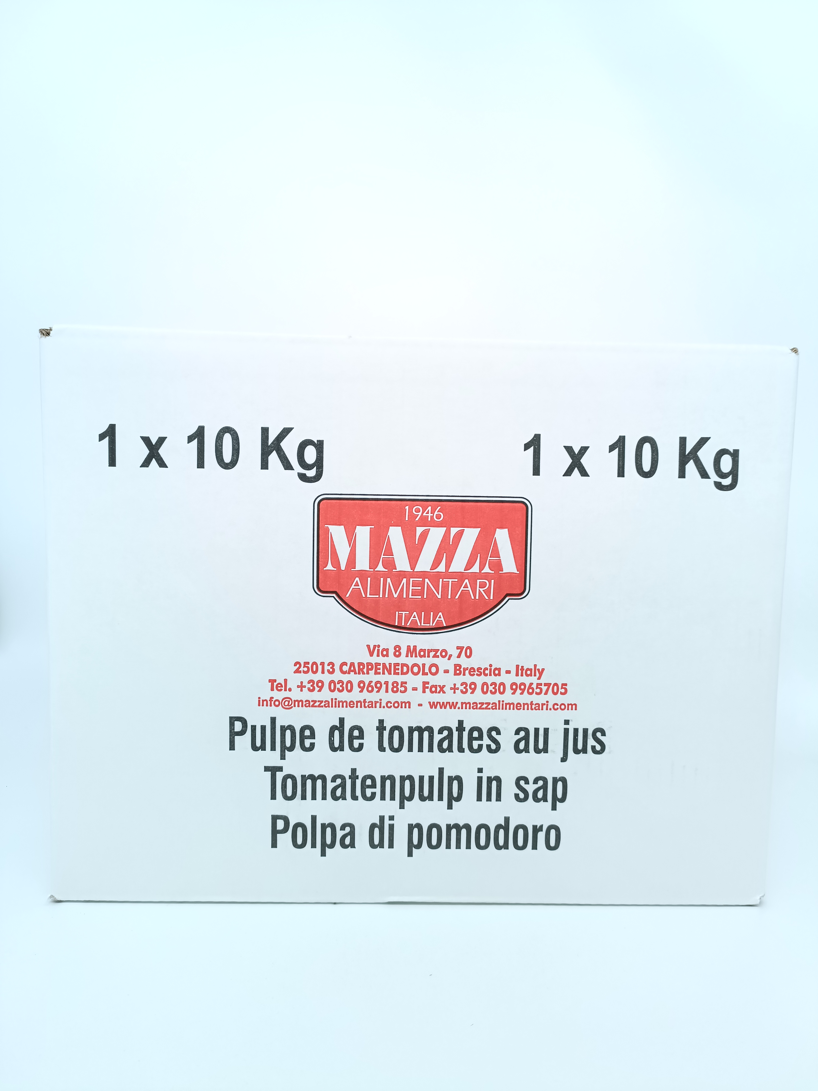 Acheter en ligne Tomates Polpa tomate Mazza
Poche 1 x 10 kg Tomates Polpa tomate Mazza
Poche 1 x 10 kg