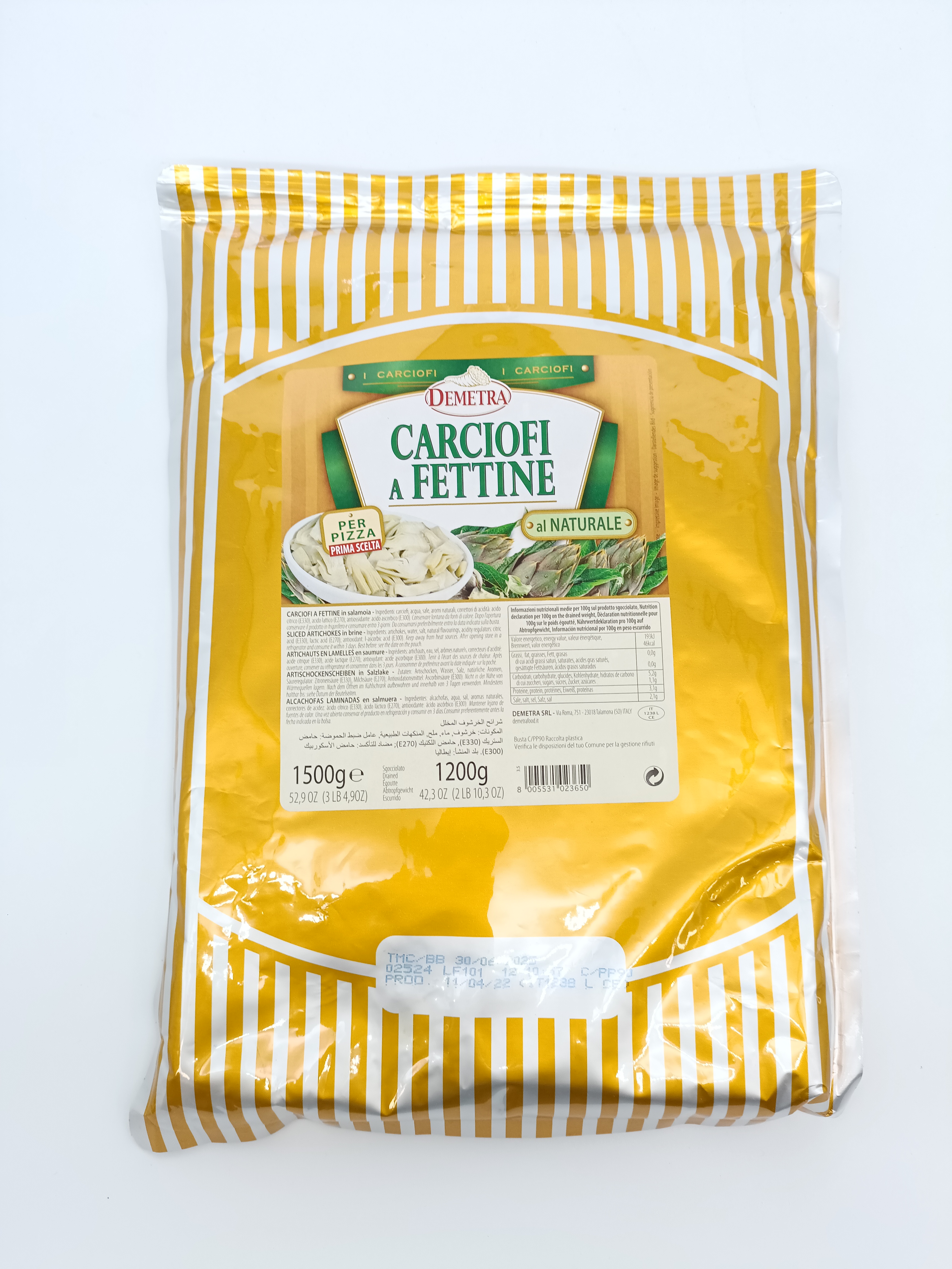 Légumes Artichauts lamelles au naturel Demetra