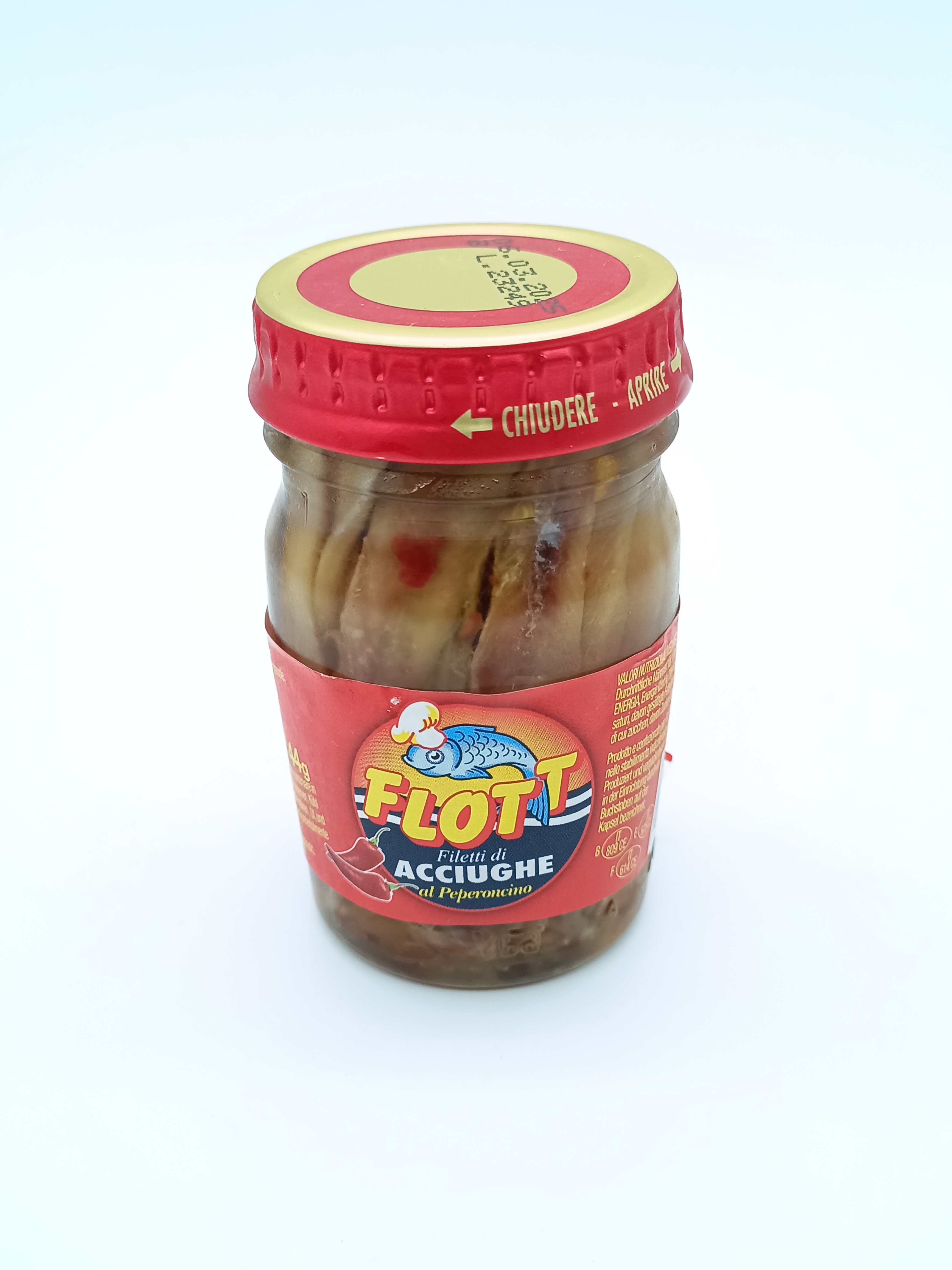 Produits de la mer Filets d'anchois piquants à huile végétale
80 gr
